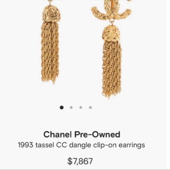 CHANEL Vintage ⭐️ RARE Real Gold Florentine Tassel Fringe Filigree Clip Earrings - Picture 14 of 16